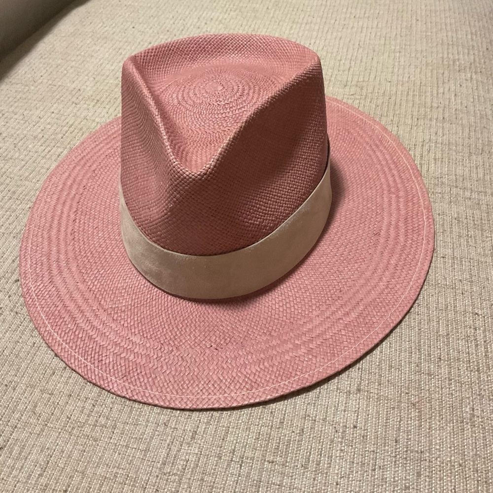 Enora Handwoven Panama Straw Hat in Mauve